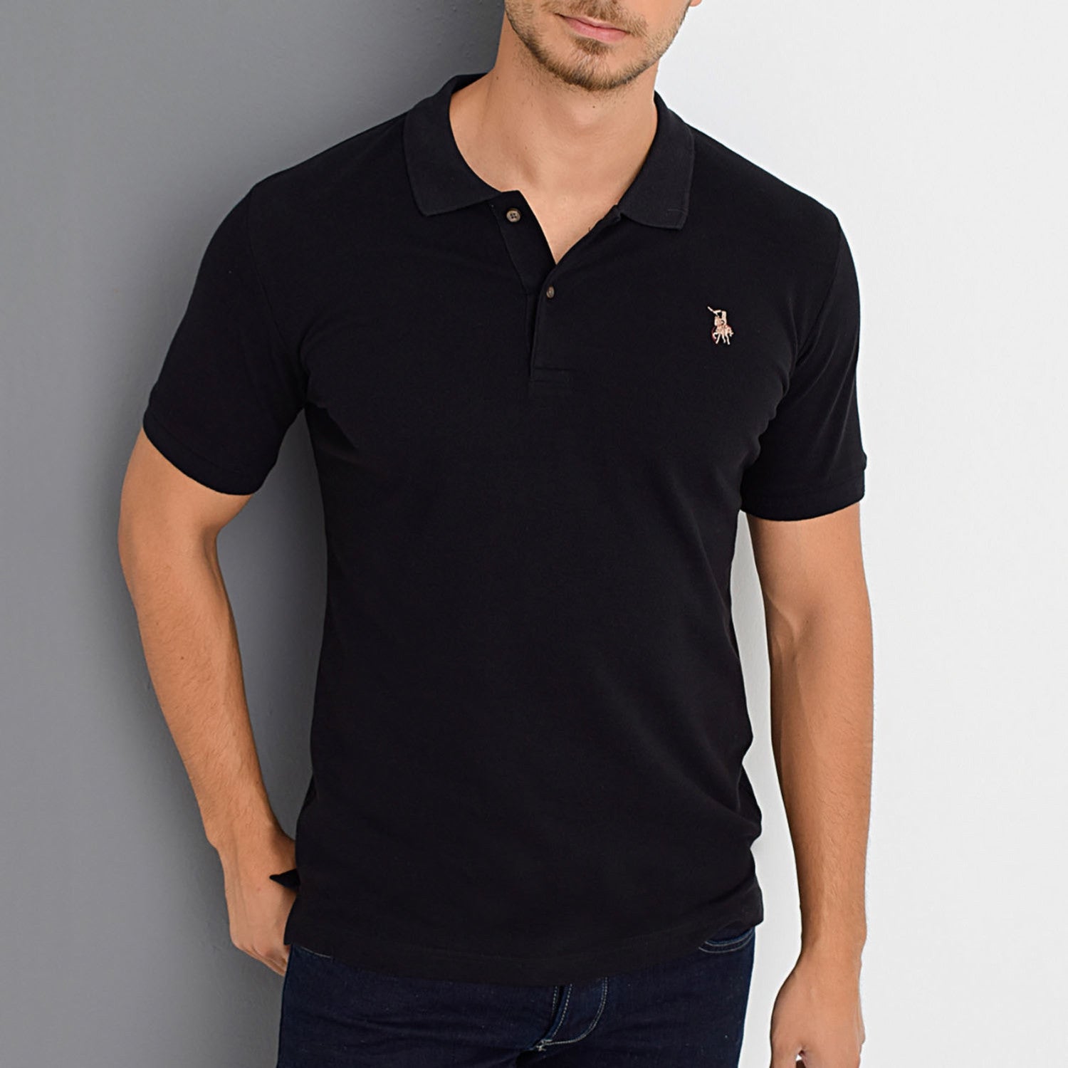 Short Sleeve Polo with Logo // Black