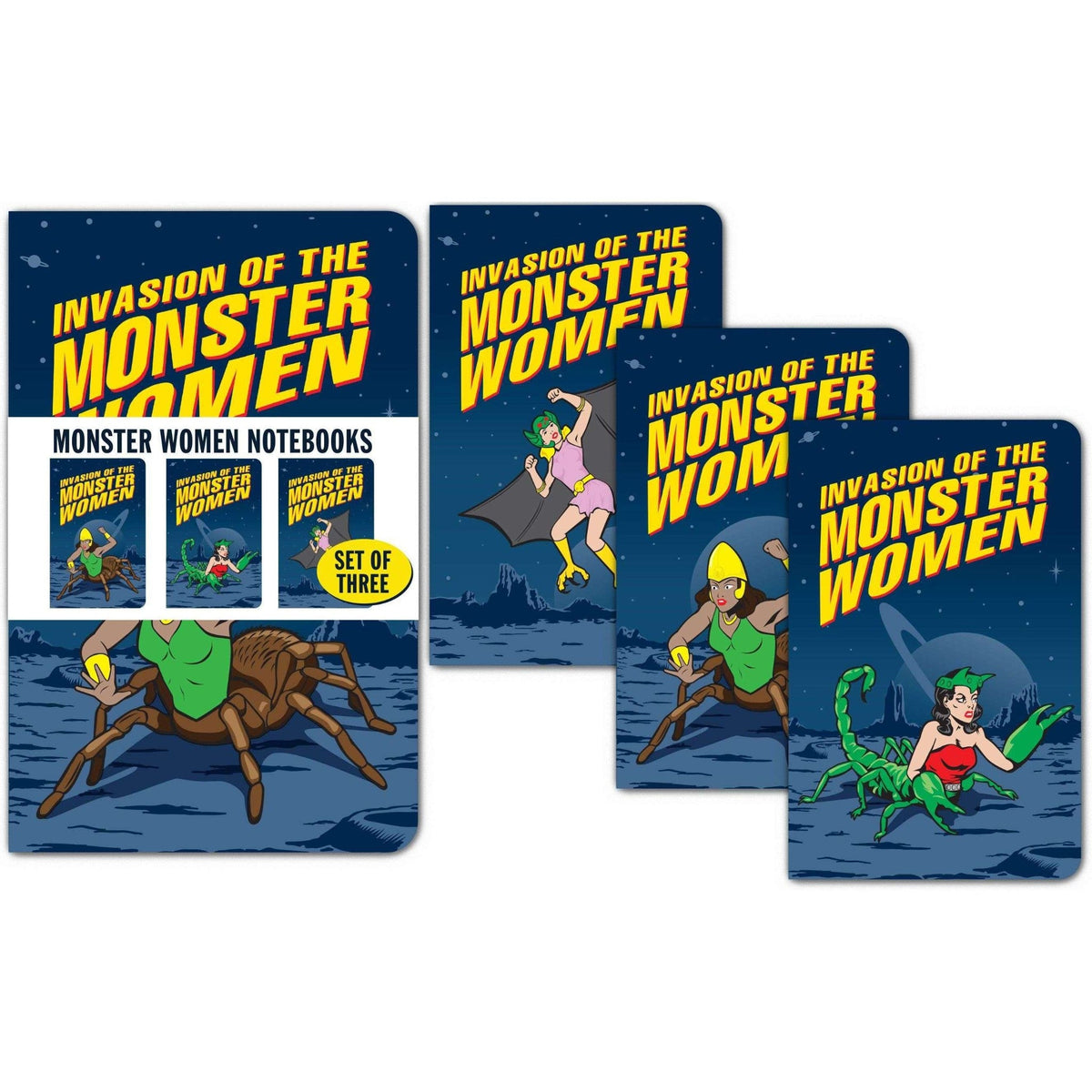 3PK Monster Women Notebook Journals Note Pad GIRL POWER! - Archie McPhee