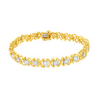 10K Yellow Gold Plated Sterling Silver 2 cttw Diamond "XOXO" Bracelet (J-K Clarity, I1-I2 Color) - Size 7.25"
