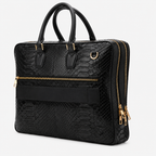 The Cortona Black Python Leather Men’s Laptop Briefcase