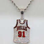 Chicago Bulls Dennis Rodman #91 Jersey Pendant Necklace – Premium Zircon Basketball Fan Gift