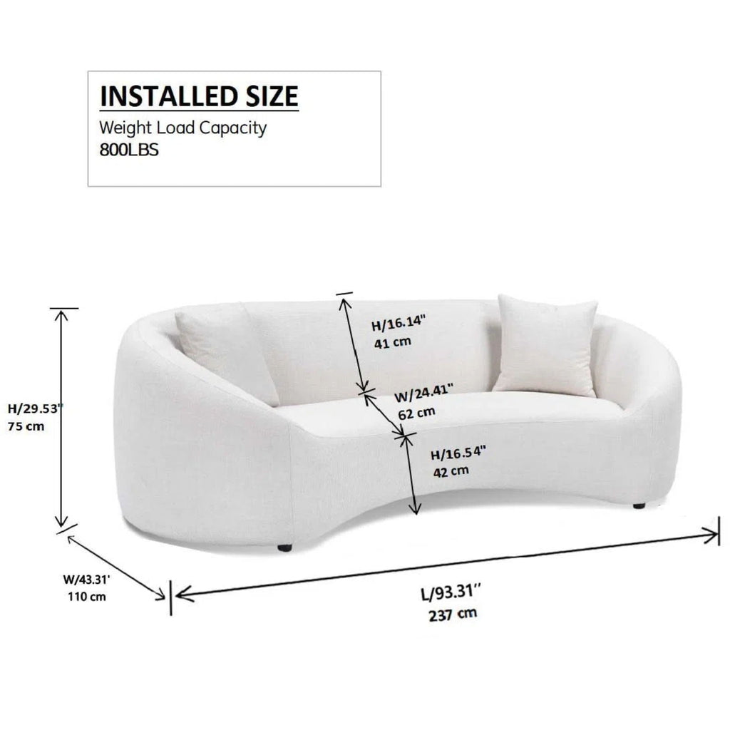 Curved 3 Seater Sofa - White