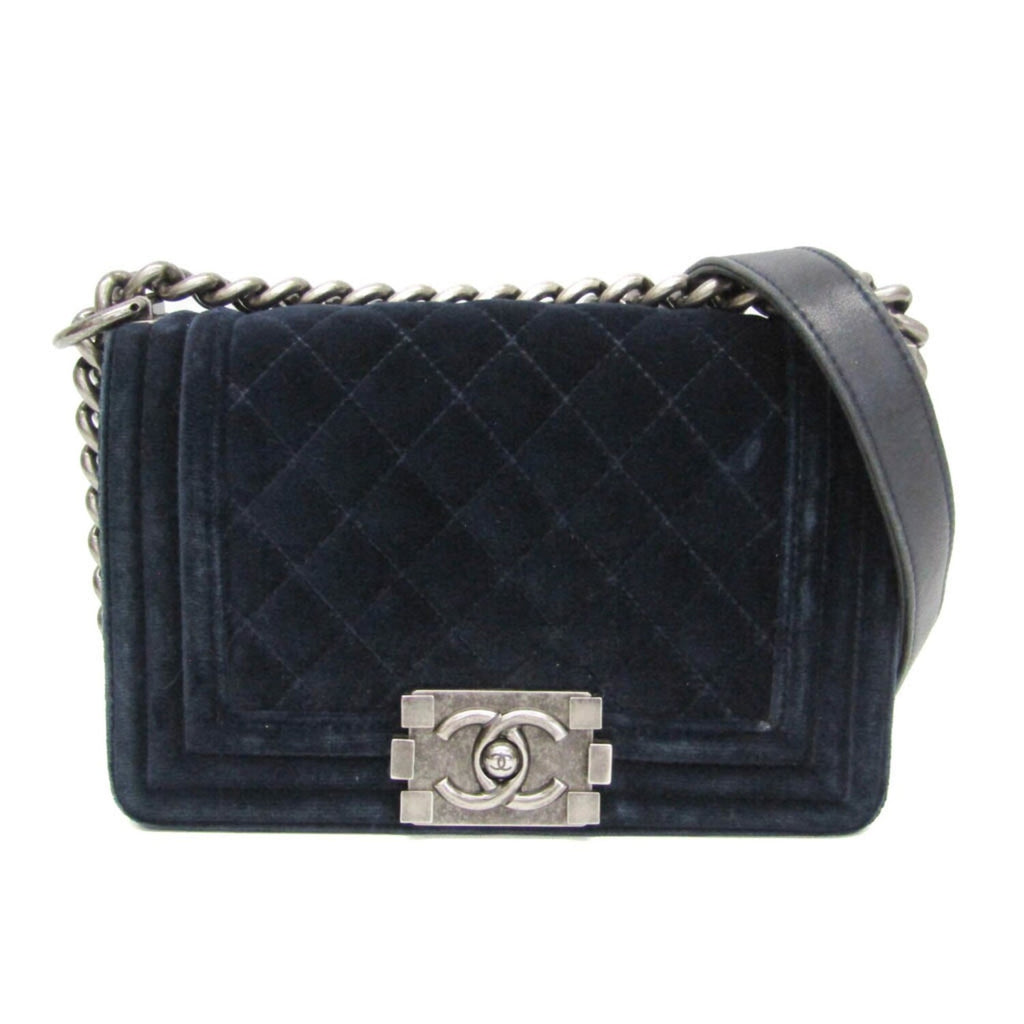 Chanel // Quilted Velvet Boy Flap Bag // Navy Blue // Pre-Owned
