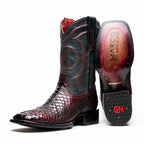 Western Collection Missouri // Python Leather Cowboy Boot // Black Cherry