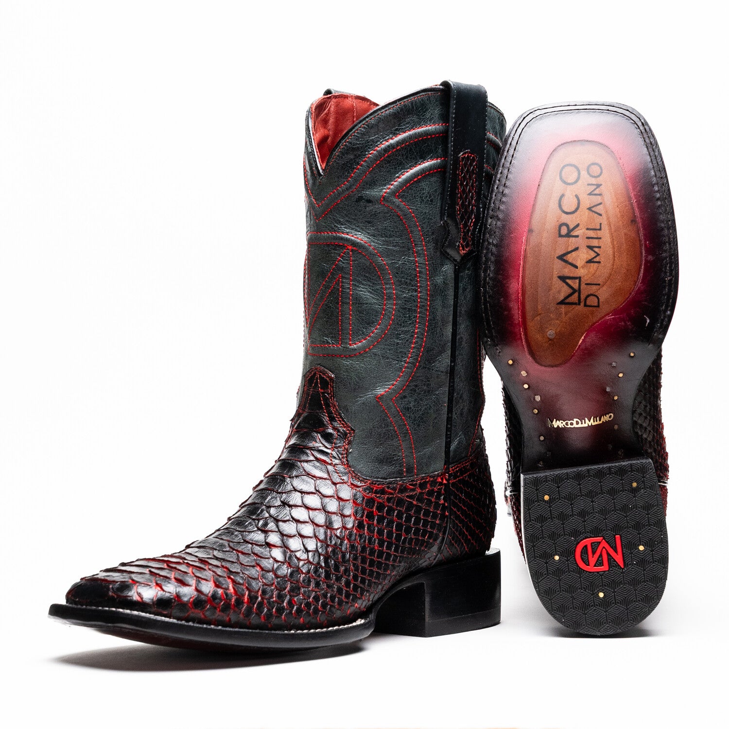 Western Collection Missouri // Python Leather Cowboy Boot // Black Cherry