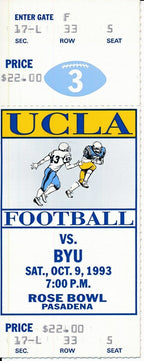 1993 UCLA Bruins v BYU Brigham Young University Football Game Full Ticket 148683