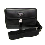 Prada // Leather + Re-Nylon Shoulder Bag // Black // Pre-Owned