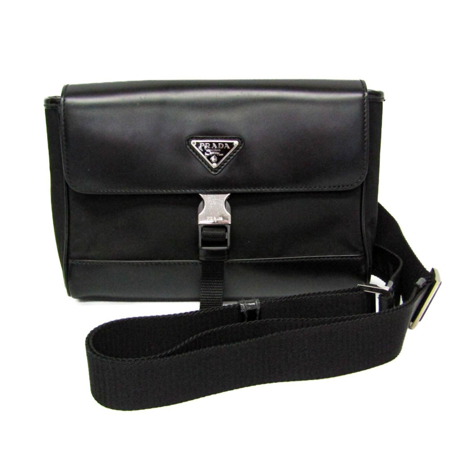 Prada // Leather + Re-Nylon Shoulder Bag // Black // Pre-Owned