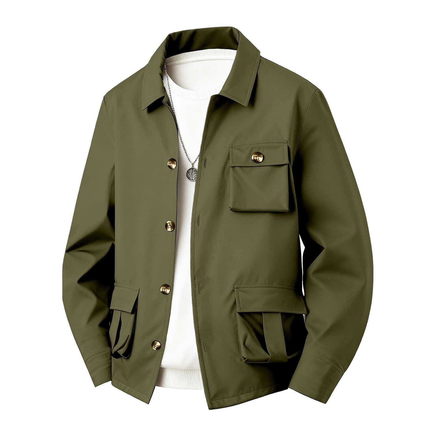 Lightweight Cargo Shacket // Army Green