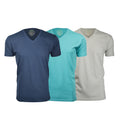 Semi-Fitted V Neck T-Shirt // Navy + Turquoise + Sand // Pack of 3