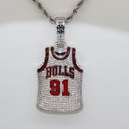 Chicago Bulls Dennis Rodman #91 Jersey Pendant Necklace – Premium Zircon Basketball Fan Gift