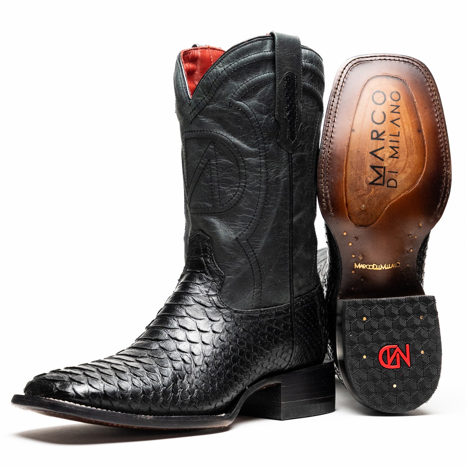 Western Collection Missouri // Python Leather Cowboy Boot // Black