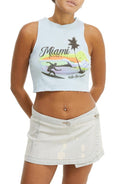 Women's Miami Crop Graphic Tank - Blue