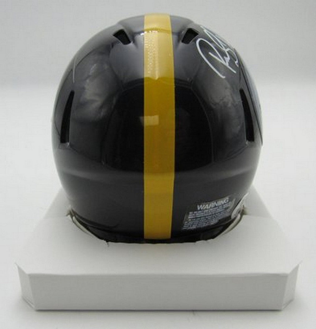 Rocky Bleier HOF Signed/Inscr Black Mini Helmet Steelers Becket Witness 191560