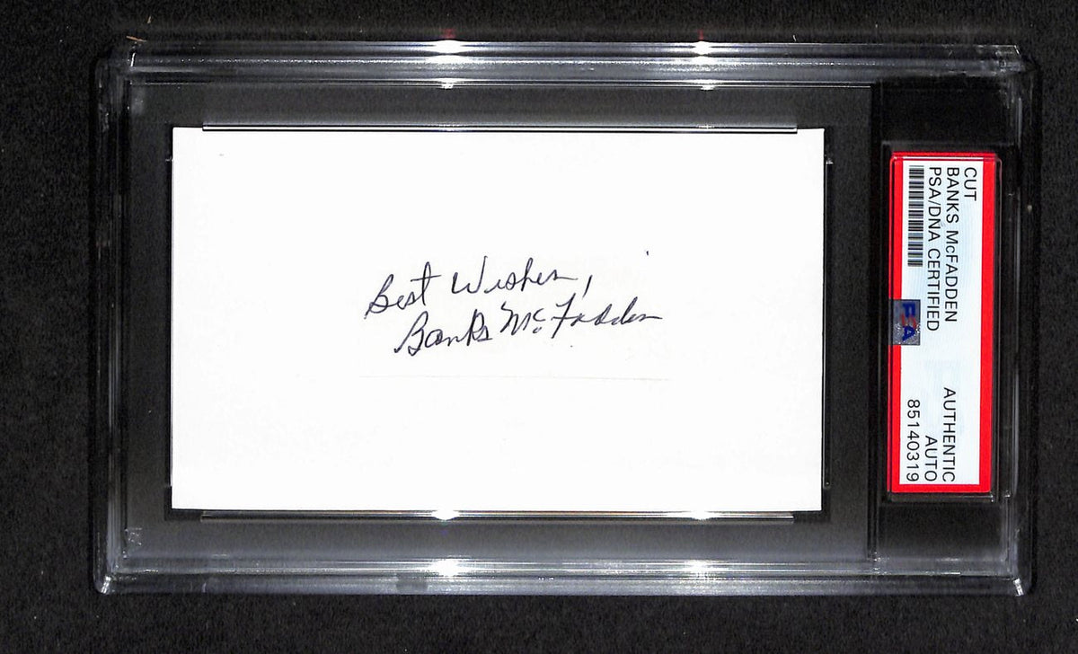 Banks McFadden  Autographed 3x5 Cut Card PSA/DNA 186555