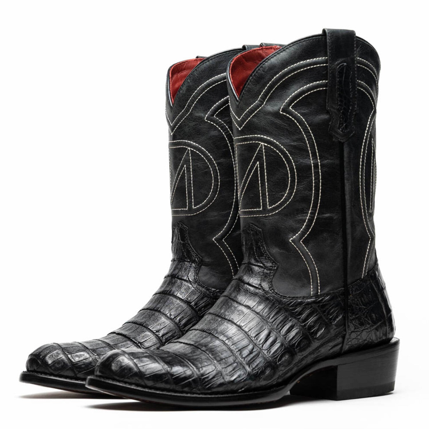 Phoenix // Caiman Belly Leather Western Boots // Black