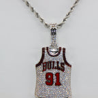 Chicago Bulls Dennis Rodman #91 Jersey Pendant Necklace – Premium Zircon Basketball Fan Gift