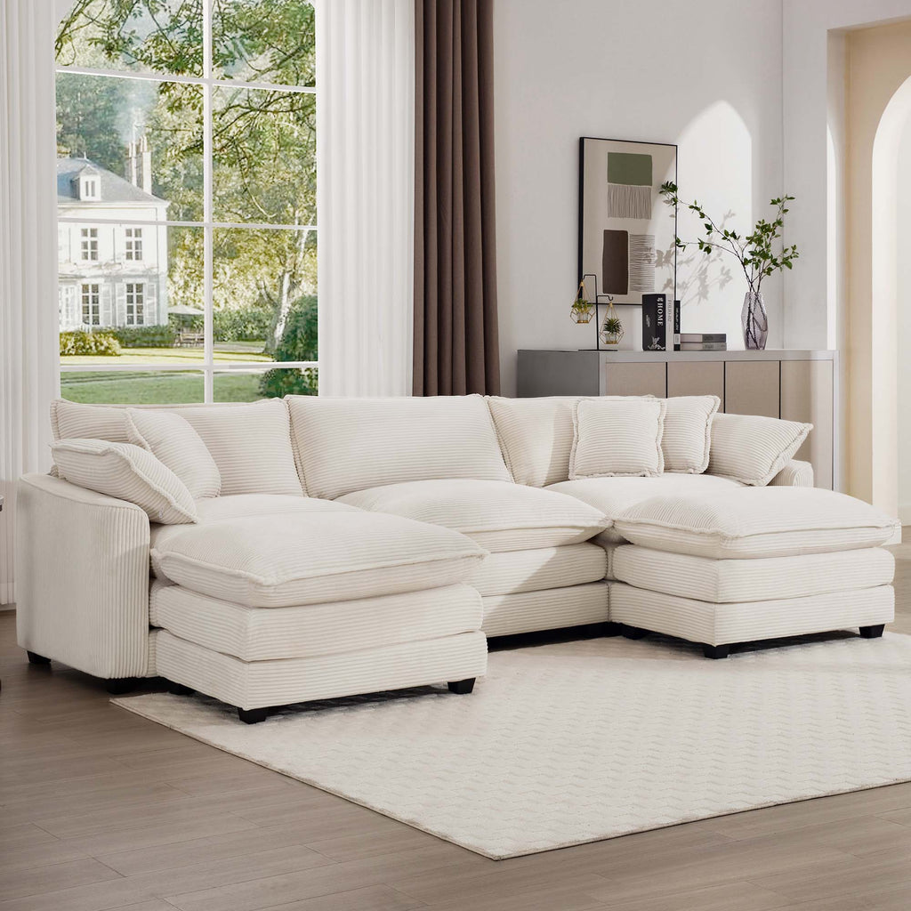 Modern Oversized Modular Cushion Sofa With Ottoman