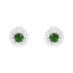.925 Sterling Silver 1/4 Cttw Round Brilliant-Cut Green Diamond Miracle-Set Stud Earrings (Fancy Color-Enhanced, I1-I2 Clarity)
