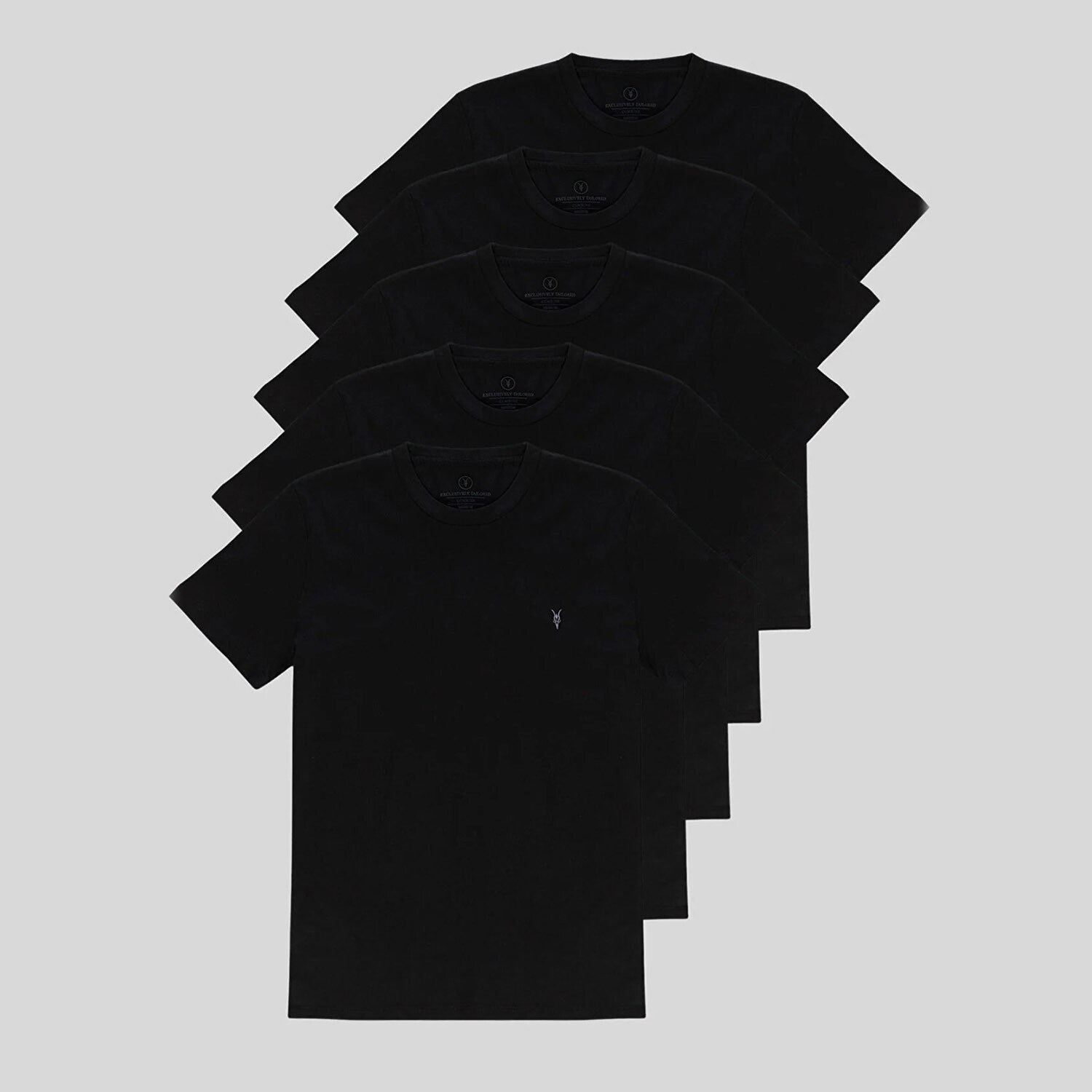 Set of 5 // Crewneck Regular Fit T-Shirts // Black