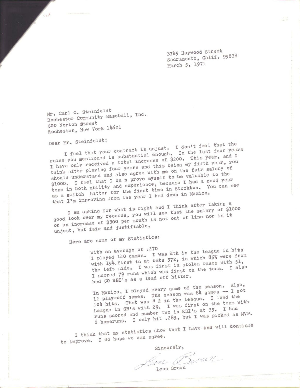 Lot of 12 Leon Brown Baltimore Orioles Signed/Unsigned  Contracts/Letters 151597