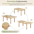 Topmax - Rustic Extendable Dining Table Set With Removable Leaf