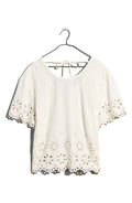 Madewell Floral Eyelet Crop Top in Lighthouse, Size Small