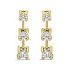 14K Yellow Gold 1/2 Cttw Round Diamond 3 Stone Graduated Linear Drop Past, Present and Future Stud Earrings (H-I Color, SI1-SI2 Clarity)