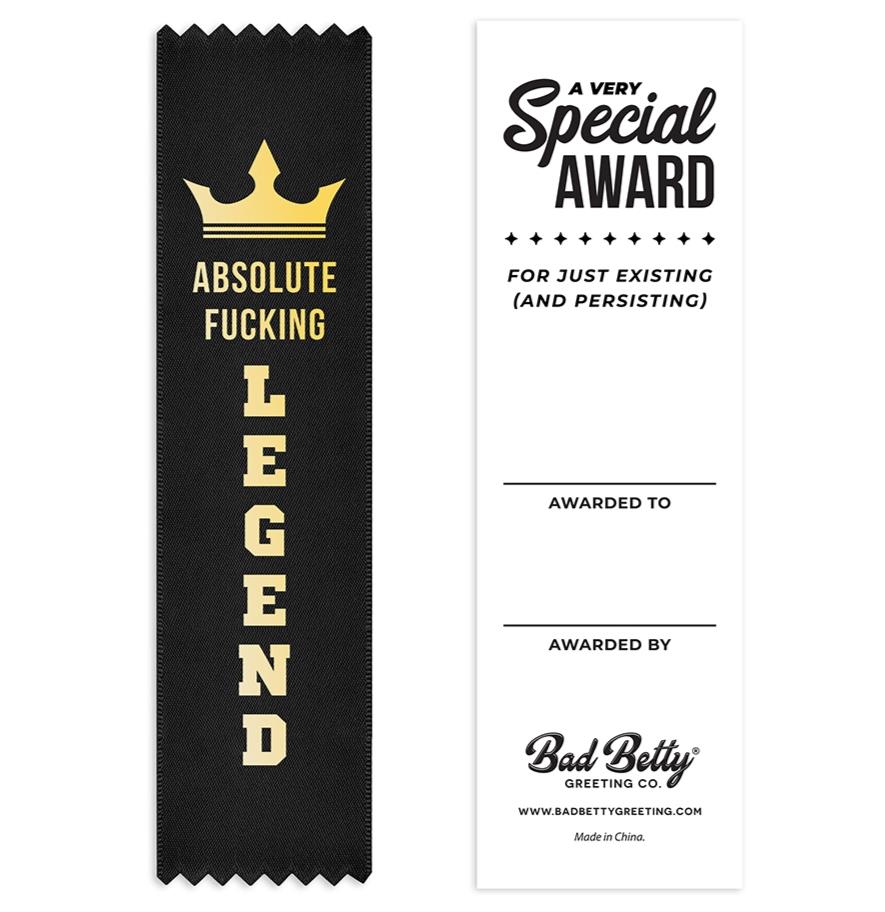 🏆 "ABSOLUTE FUC#%*G LEGEND" Funny Award Ribbon 😂 Gag Gift Joke Prize Adult💣🎁