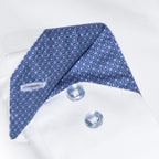 Contrast Collar & Cuff Button Up // White + Blue Dots Trim