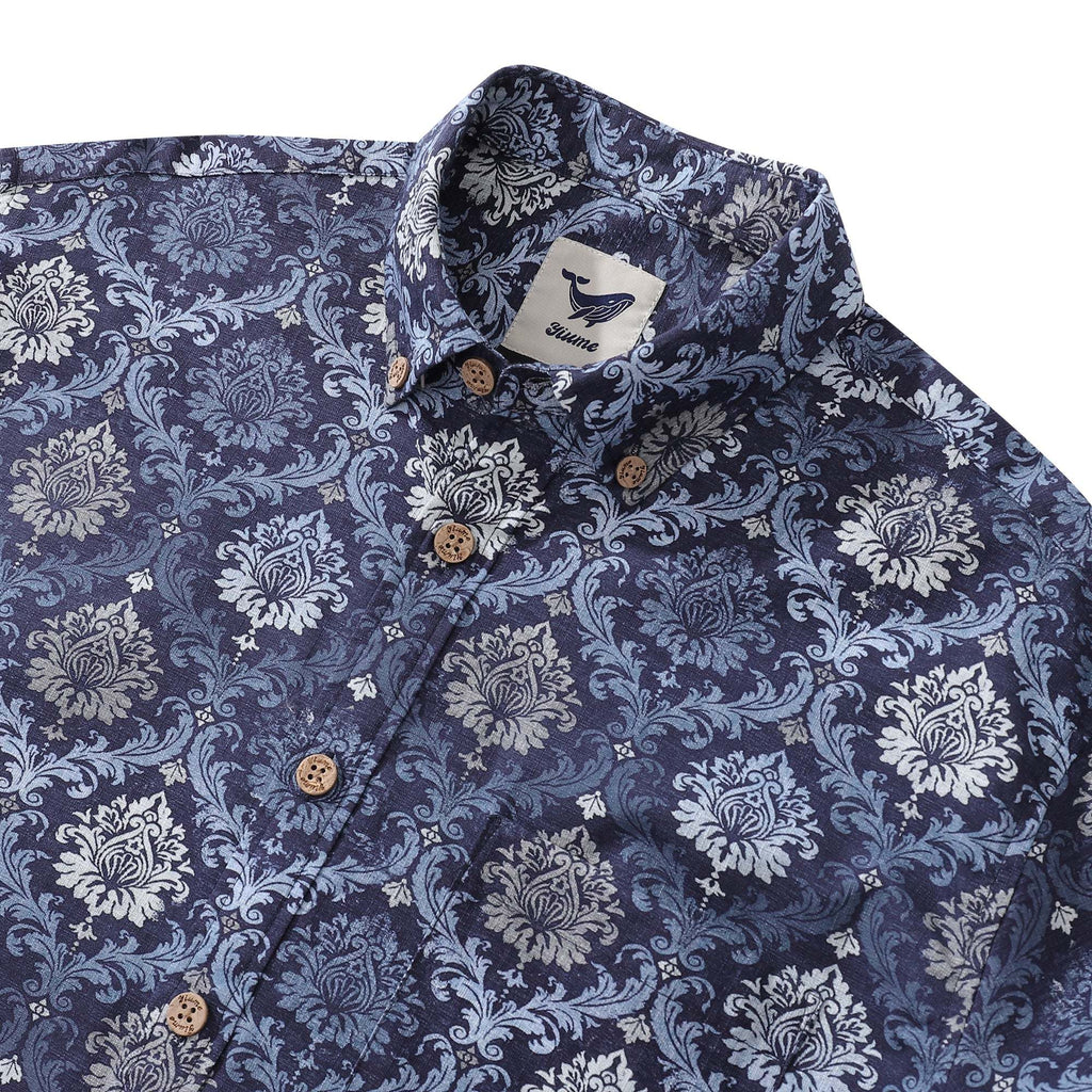 Men's Hawaiian Shirt Budapest Cotton Button-down Long Sleeve Aloha Shirt By Sherry
