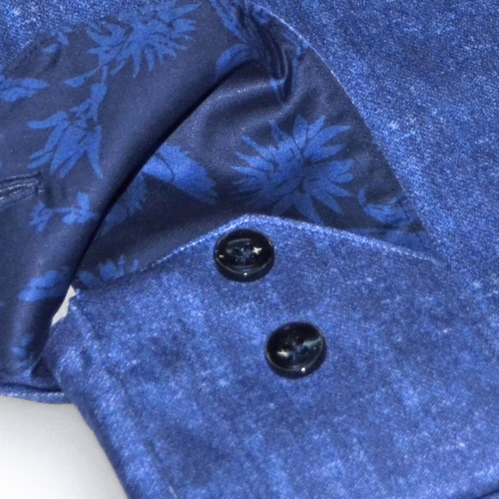 Contrast Collar & Cuff Button Up // Blue Mist + Nature Navy Trim