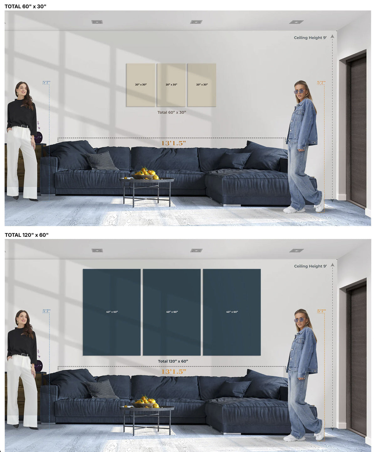 Birch Trees Wall Art Print, Landscape Canvas Print Leafless Trees on Yellow Ground