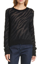 Women's Rag & Bone Germain Metallic Zebra Jacquard Sweater, Size X-Small - Black