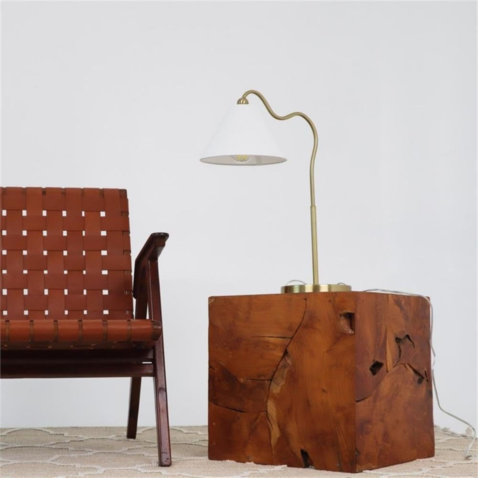 Ornate - Ring Base Curved Table Lamp With Triangle Drum - Gold / White