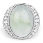 11.50 Carat Genuine Prehnite And White Topaz .925 Sterling Silver Ring