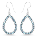 4.32 Carat Genuine London Blue Topaz .925 Sterling Silver Earrings