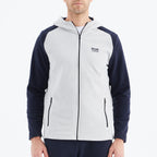 Raglan Hooded Polar Sweatshirt // White + Navy Blue
