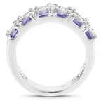 2.05 Carat Genuine Tanzanite and White Topaz .925 Sterling Silver Ring