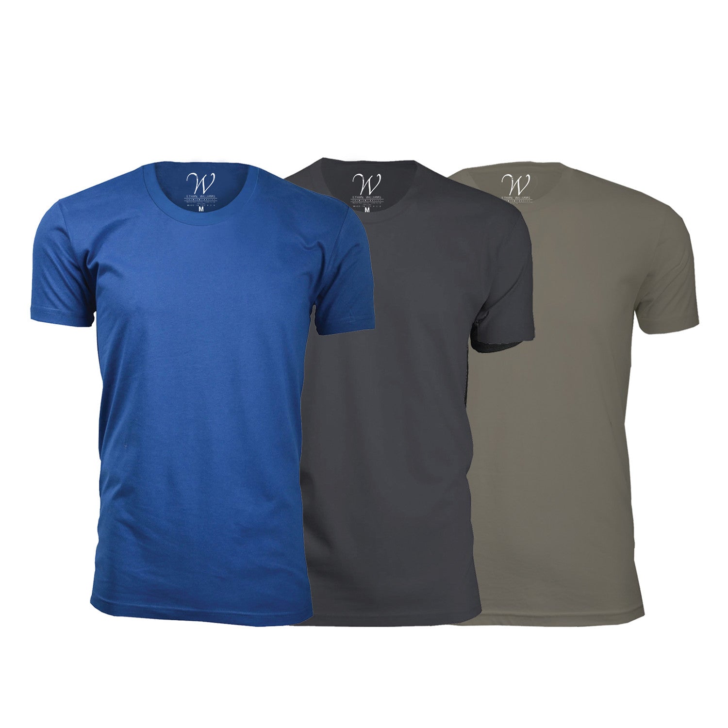 Ultra Soft Sueded Crew-Neck // Royal Blue + Heavy Metal + Sand // Pack of 3