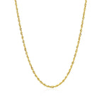2.0mm 14k Yellow Gold Solid Diamond Cut Rope Chain