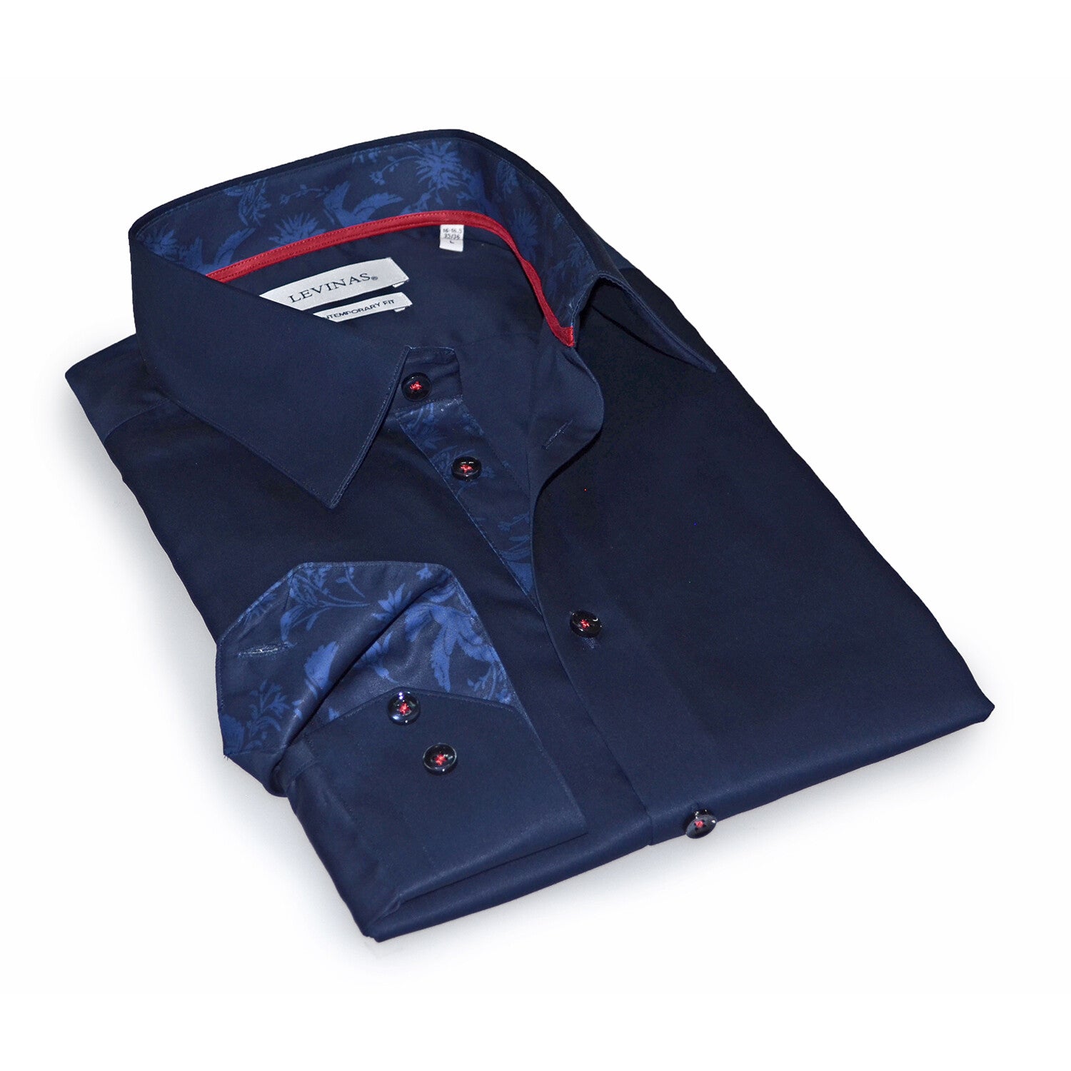 Contrast Collar & Cuff Button Up // Navy + Nature Navy Trim