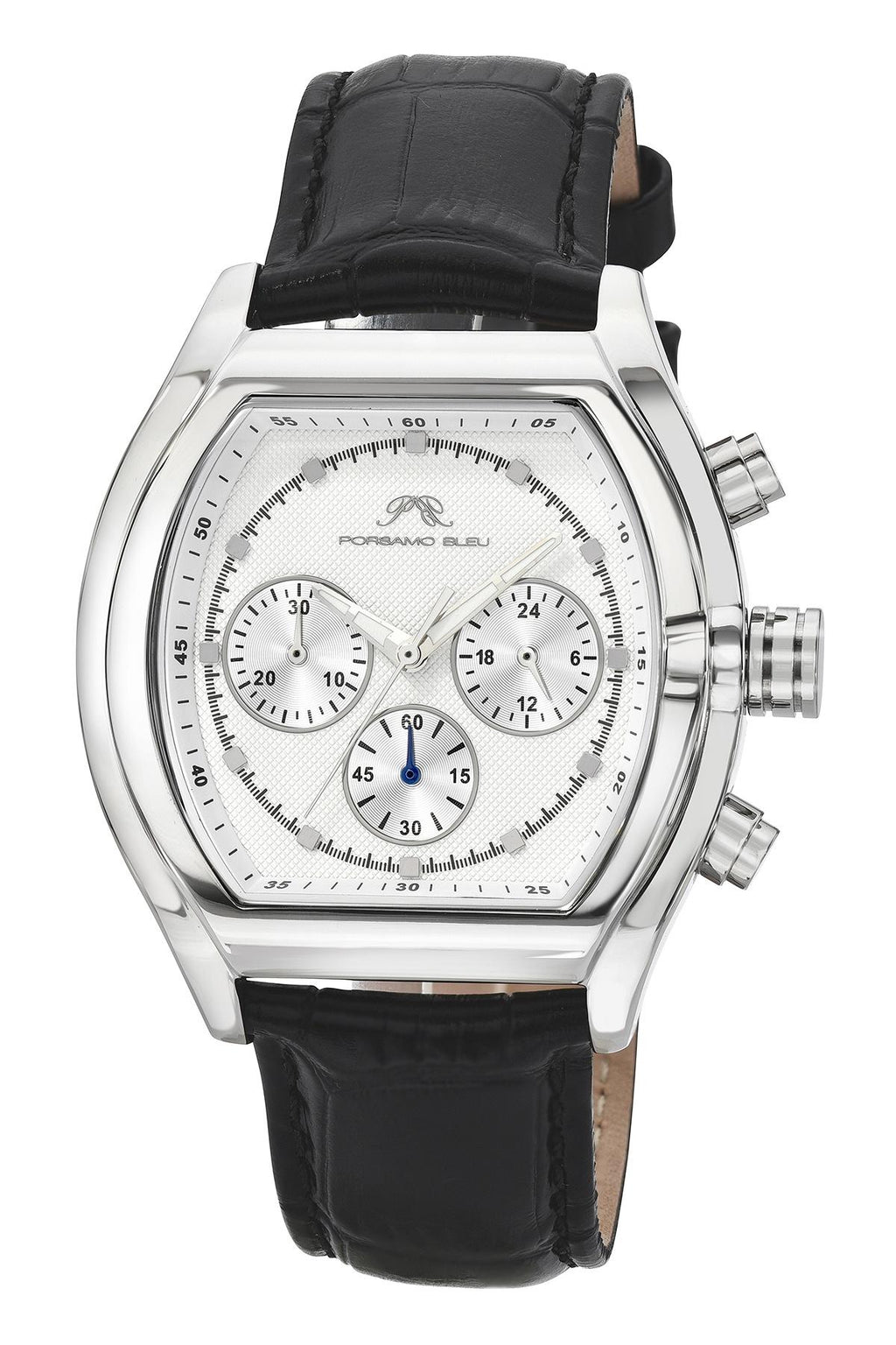Roman Genuine Leather Silver Tone & Black Men's Watch 1292AROL