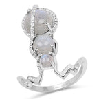 2.79 Carat Genuine Labradorite And White Topaz .925 Sterling Silver Ring