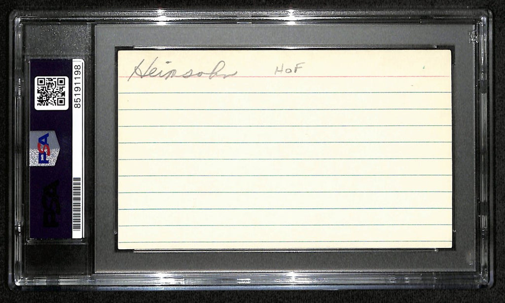 Tom Heinsohn HOF Signed/Auto 3x5 Index Card Boston Celtics PSA/DNA 188548