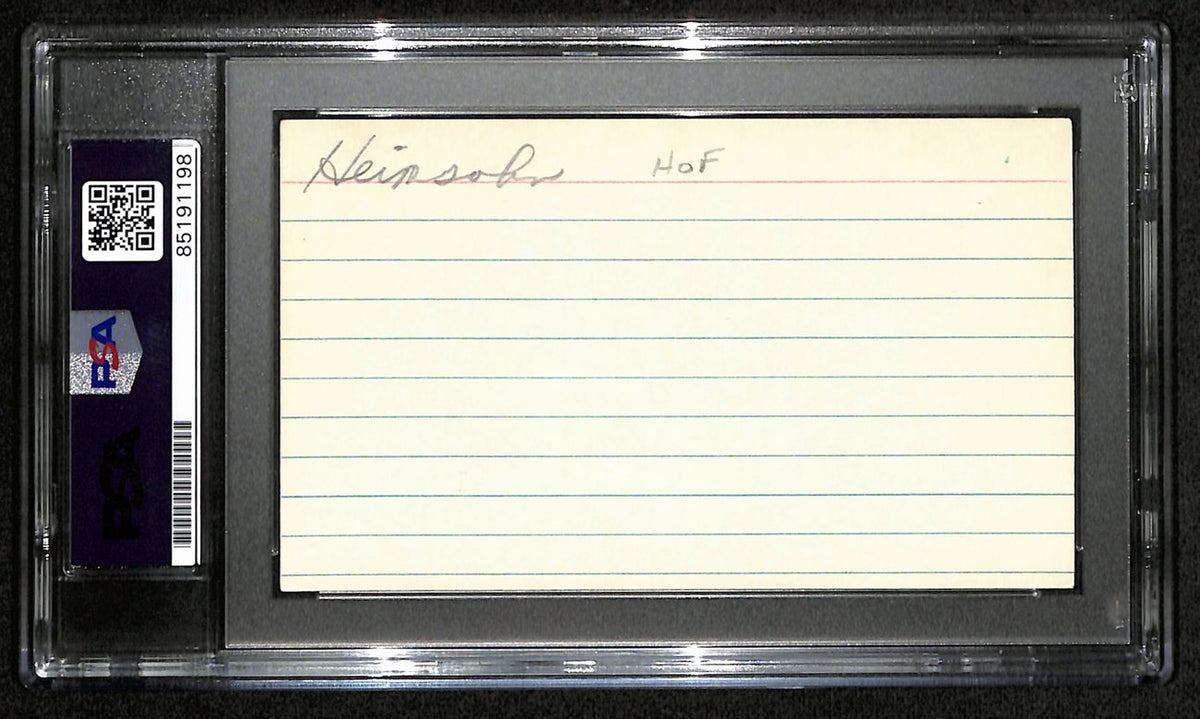 Tom Heinsohn HOF Signed/Auto 3x5 Index Card Boston Celtics PSA/DNA 188548