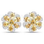 7.92 Carat Genuine Citrine and White Topaz .925 Sterling Silver 3 Piece Jewelry Set (Ring, Earrings, and Pendant w/ Chain)