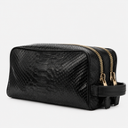The Belluno Black Python Leather Men’s Essentials Bag