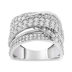 .925 Sterling Silver 2.00 Cttw Round-Cut Diamond Overlapping Bypass Band Ring (I-J Color, I2-I3 Clarity) - Ring Size 7