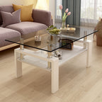 Modern Rectangular Coffee Table With Tempered Transparent